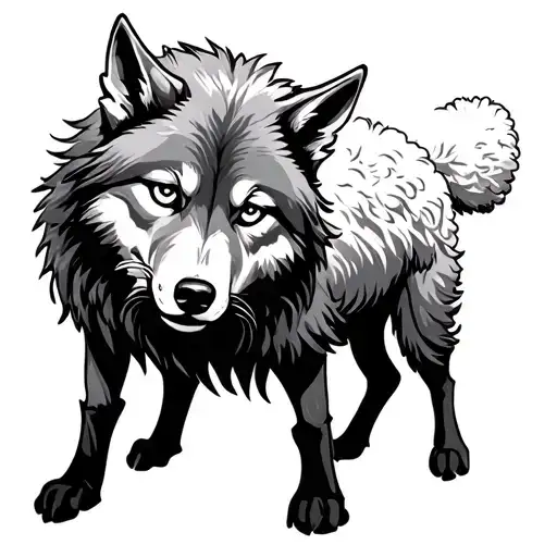 Viking Style Wolf With The Eyes Of A Sheep