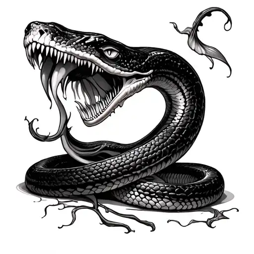 Decaying Anatomical Snake With Carnivorouse Plants Eating The Flesh