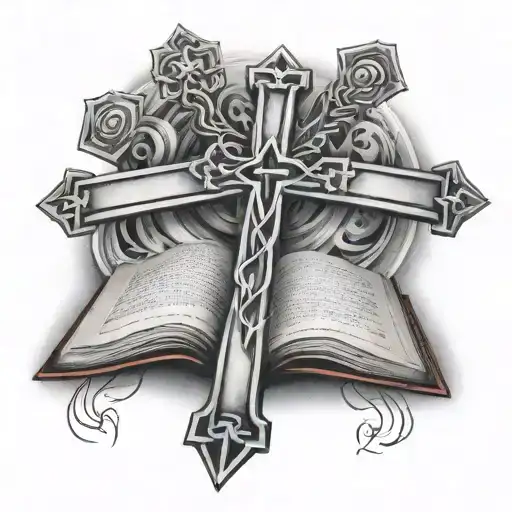 2 Vains With A Cross In The Miss Sitting On A Book