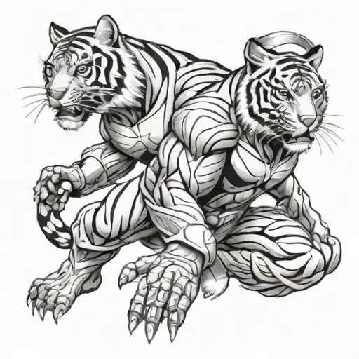 A Tiger Dressed As A Superhero Helping People In A Charity Event