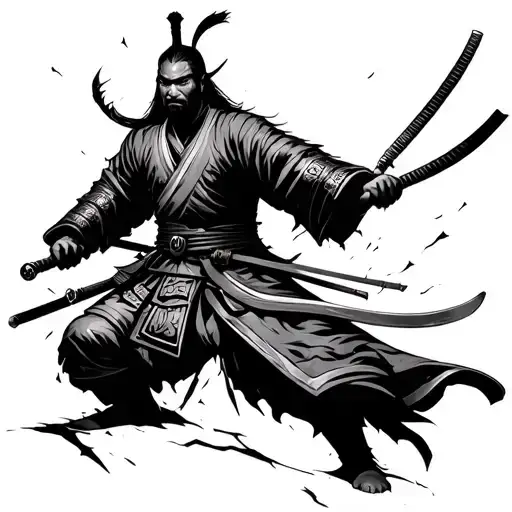 Samurai With Cracks Running Through