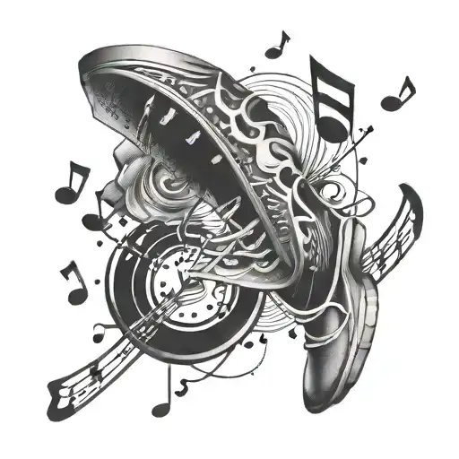 Running And Music Notes Floating