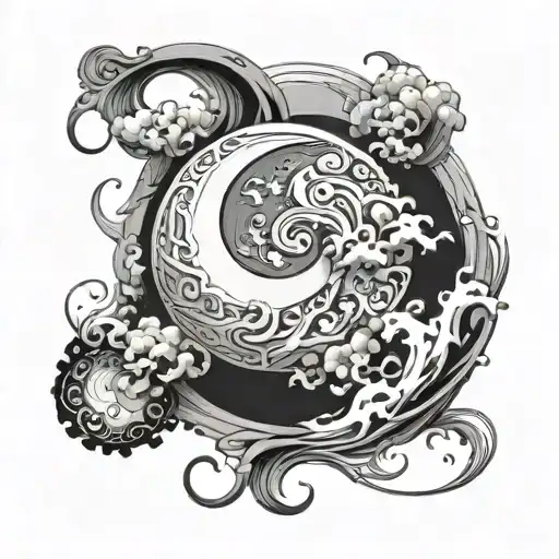 Suminagashi Crescent Moon Related To Moonknight