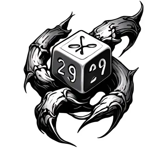 Dnd D20 Dice Surrounded By A Cat Claw Print