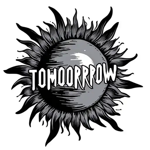 Minimalist Sun With The Word Tomorrow Under It