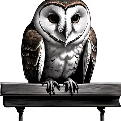 Barn Owl In A Library Shelf Filled