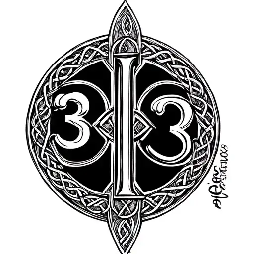 Initial B P A Celtic Sign Mother 3 Child Tattoo Long Column Back