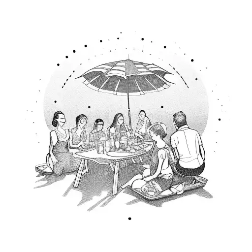 A Group Of Friends And Family Enjoying A Picnic Under The Sun