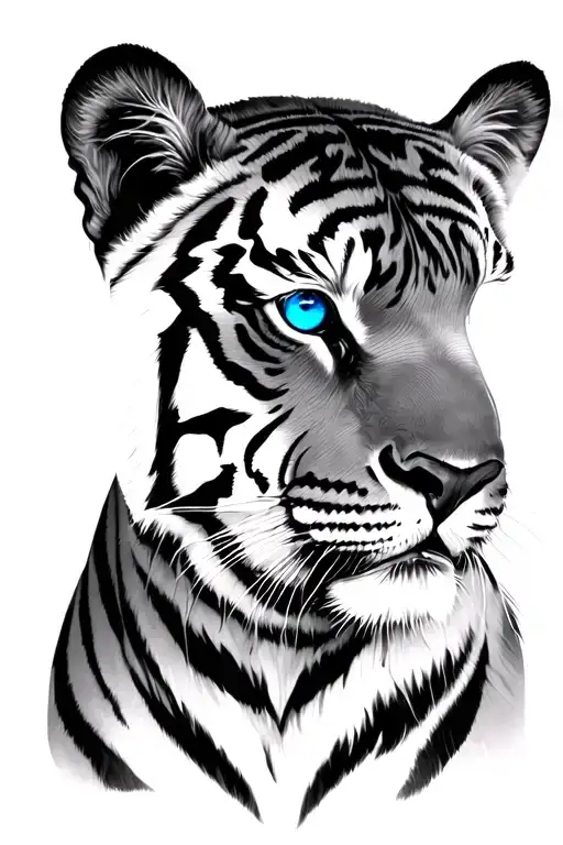 Realistic Tiger With Blue Eyes