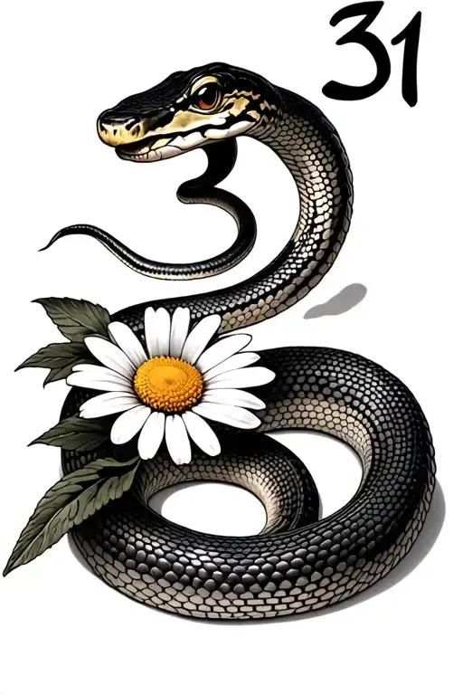 A Snake And Daisy With The Number 31
