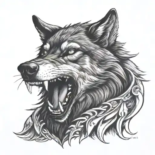 Black Wolf With Fangs