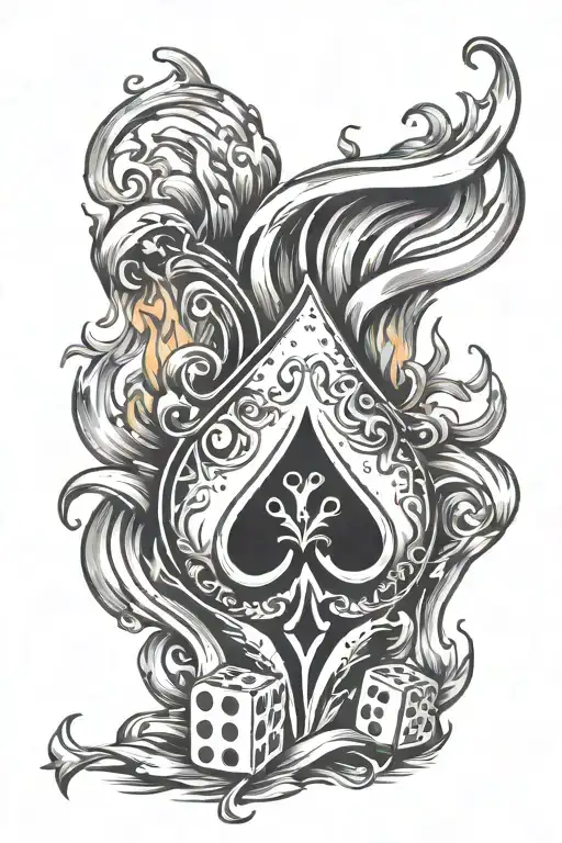 Ace Of Spade On Fire With Dice