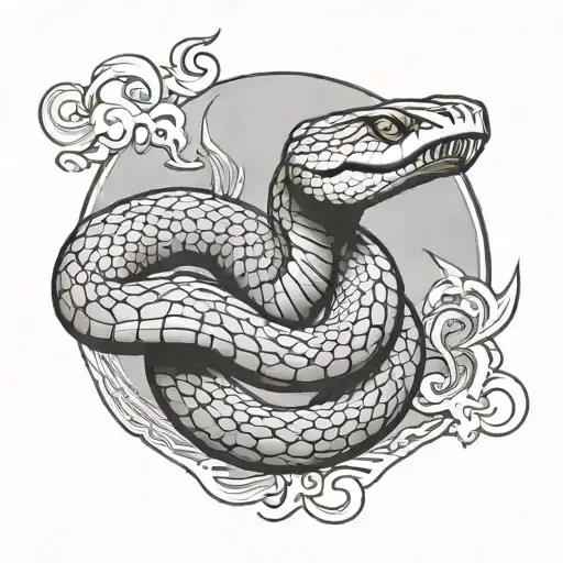 King Cobra Slithering Around Moon