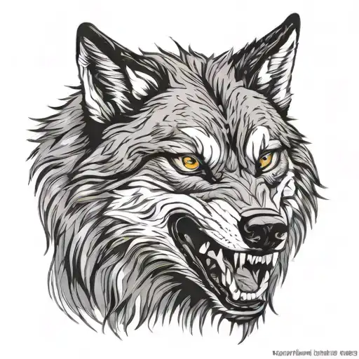 Black Wolf With Fangs