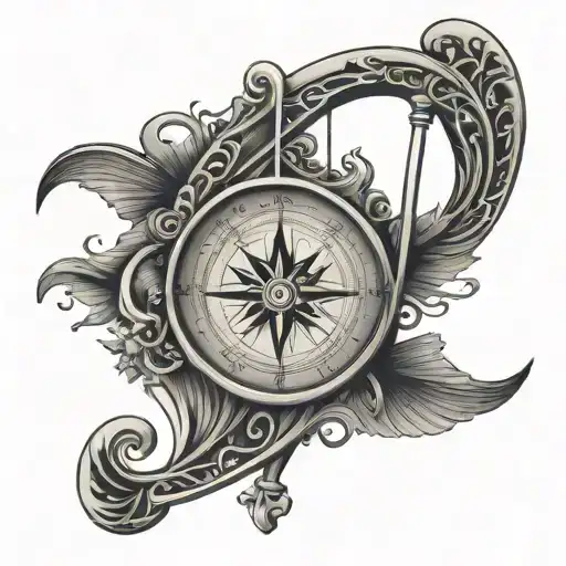 Compass As The Base Of A Irish Harp