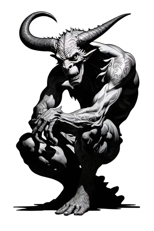 Thinking Demon Statue Full Body