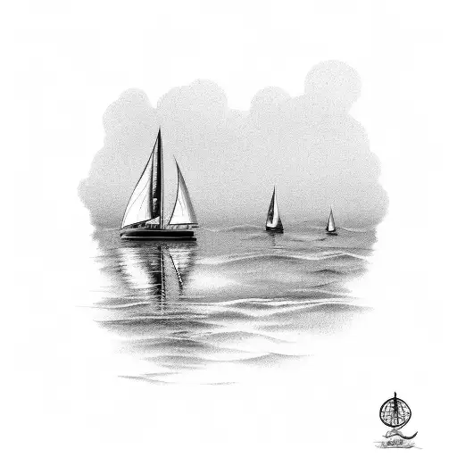 Three People Fishing On Sail Boat