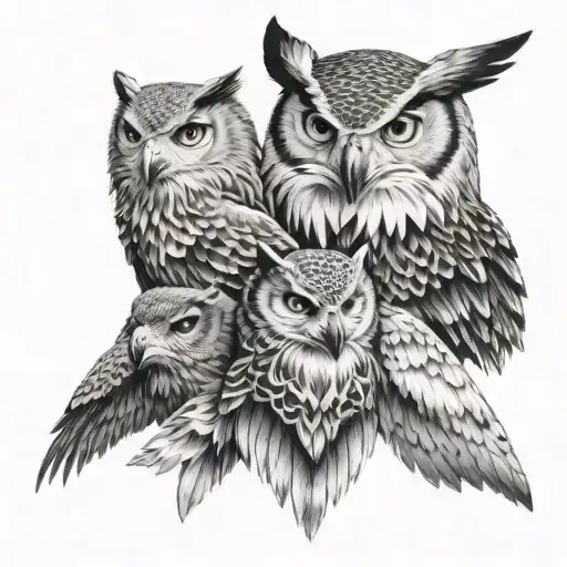 Owl Eagle And Wolf In The Mountain