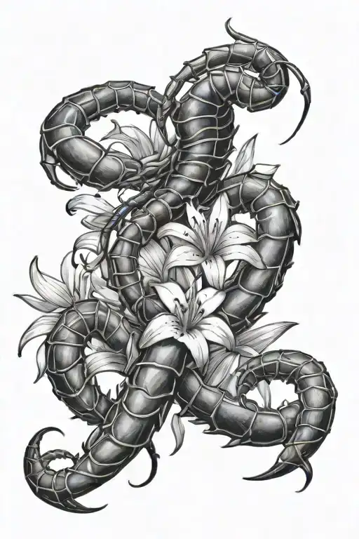 Scorpion Surrounded By Lily Flowers