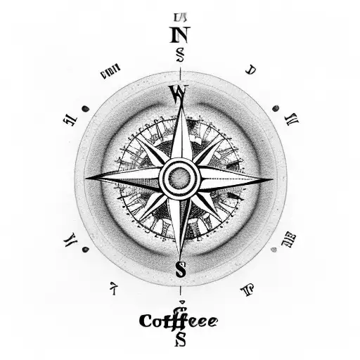 A Compass Surrounded By Various Coffee Beans
