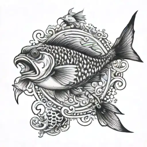 Sea Bird And Fish Jumping