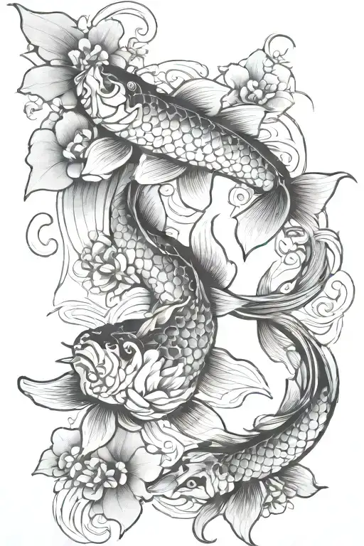 Koi Fish And Butterflies
