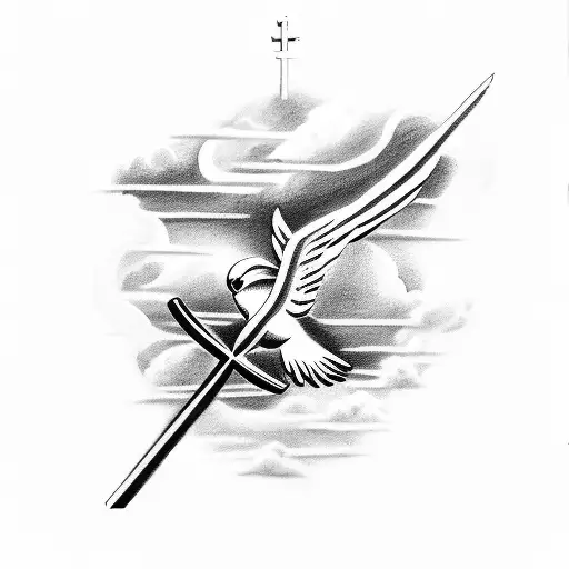 Christian Cross Clouds Bird Basketball