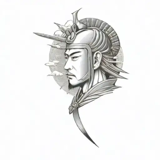 Coverup Japanese Samurai With Clouds