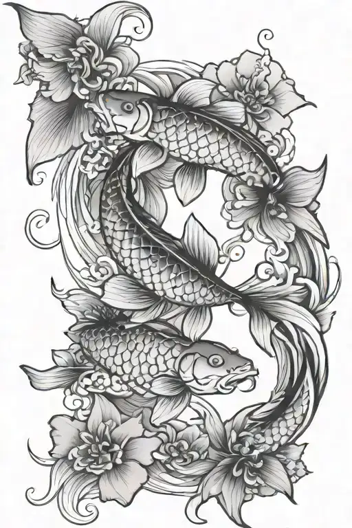 Koi Fish And Butterflies