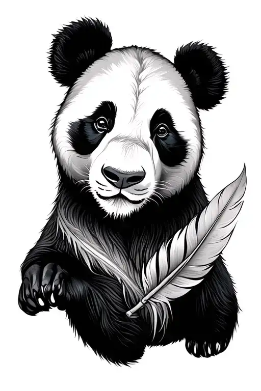 Leo Zodiac Panda Bamboo Quarter Moon Feather