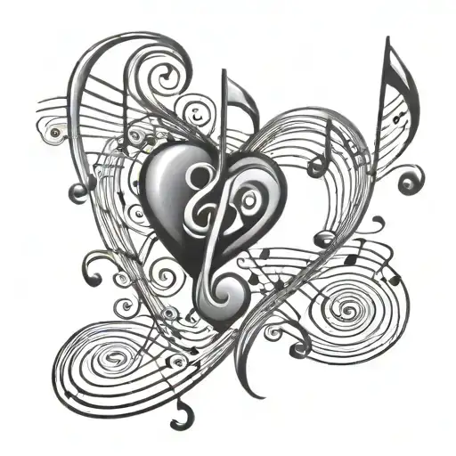 Running And Music Note Intertwined Hearts