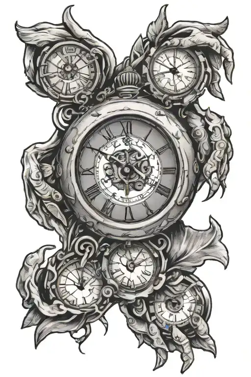 Hands And Clock Surrounded