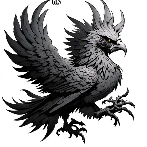 Angry Aggressive Phoenix With The Initials Gls