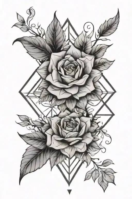 Geometric Floral Diamond Shape