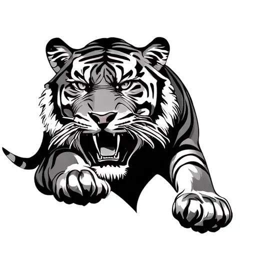 Create Tatto Of Tiger Ready For Battle