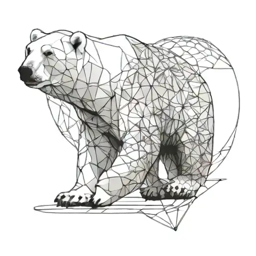 Half Realistic Polar Bear Half Geometric Polar Bear