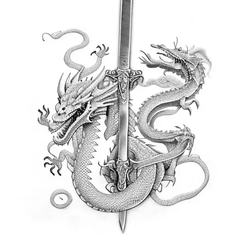 Sword With Dragon And Poppys