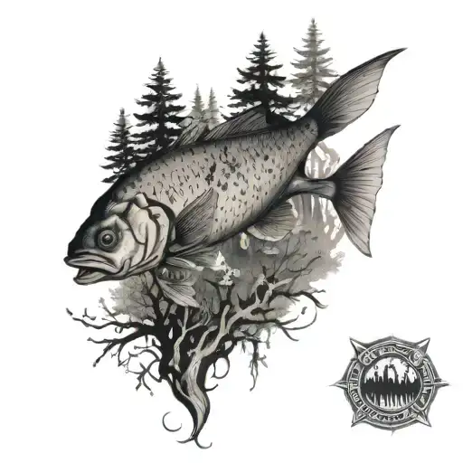 Polish Fisch In Center Of Forest Scene