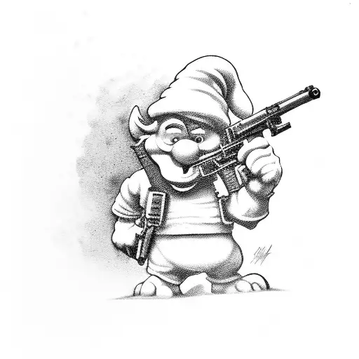 Smurf With Machine Gun