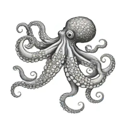 Octopus Reaching Towards The Sky Filled With Stars
