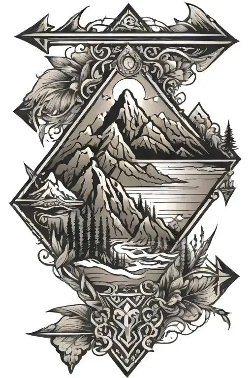 Mountain Beach Arrow Tribal Ornate