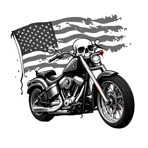 Ai Draw A Motorcycle American Flag Skull Clouds Tears