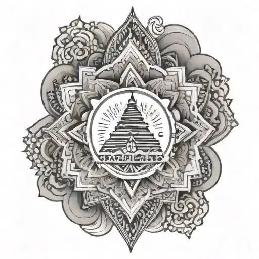 Climb Mountain Peak With Mandala Along With Mandala Along With