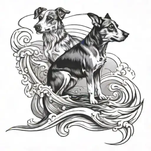 Two Dogs Water Background Scene