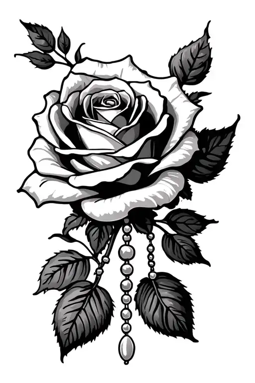 Rose With Rosary Beads