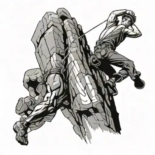 Male Rock Climber Falling Off A Cliff Trying To Stop His Fall