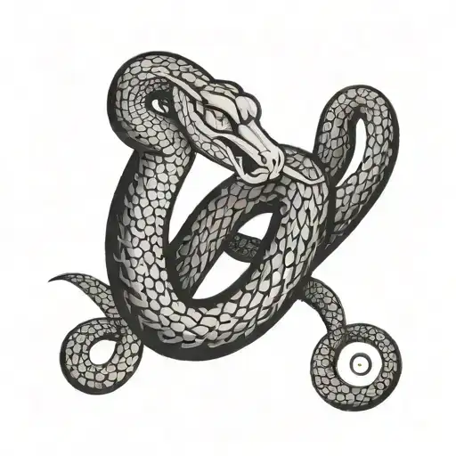 King Cobra Slithering Around Crescent Moon