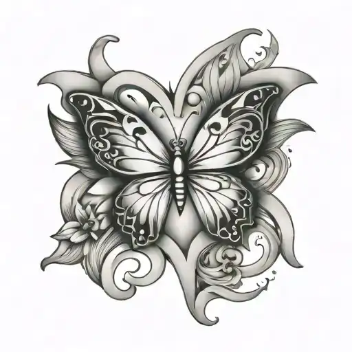 Star With A Butterfly Interlinked With A Heart