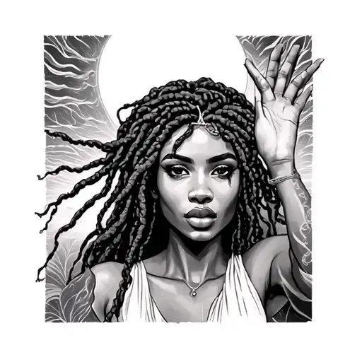 Black Lady With Locs Reaching Spiritual