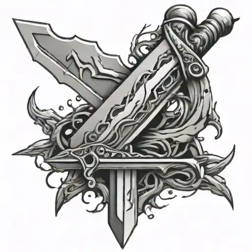 Buster Sword With Roots Coming Out Of It